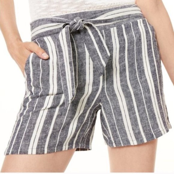NWT INC Striped Chambray Tie-Waist Shorts - Picture 3 of 3